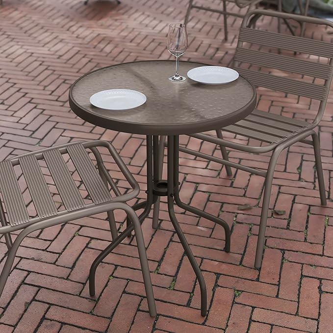 Flash Furniture Bellamy 23.75'' Round Tempered Glass Metal Table - Image 5