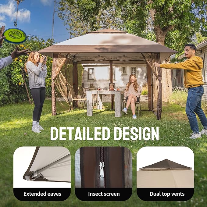 CROWN SHADES 13x13 Pop Up Gazebo, Canopy Tent, Gazebos on Clearance - Image 3