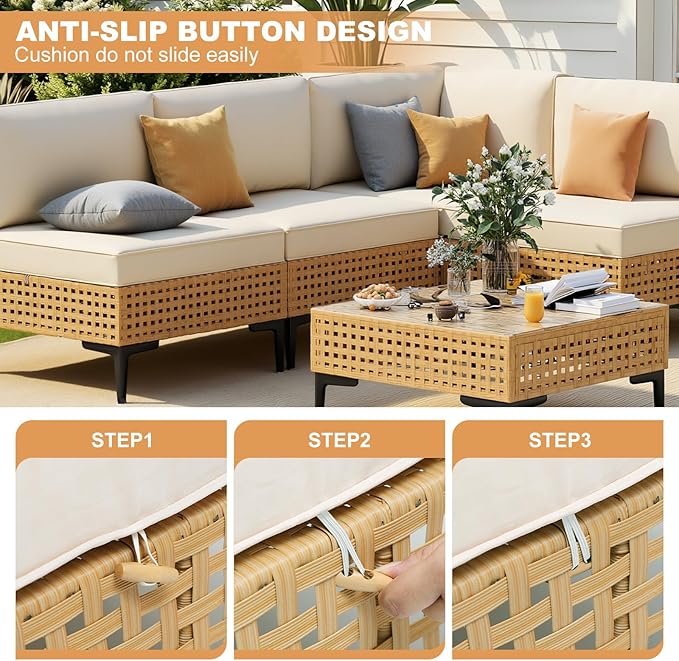 ABCASA Patio Furniture Set, 5-Piece Wicker Outdoor Patio Furniture Sets - Image 5