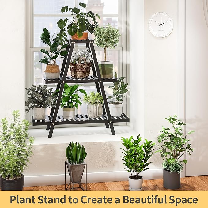 Bamboo Plant Stand Indoor/Outdoor, Rectangular, 8 Potted Flower Holder Ladder - Image 4