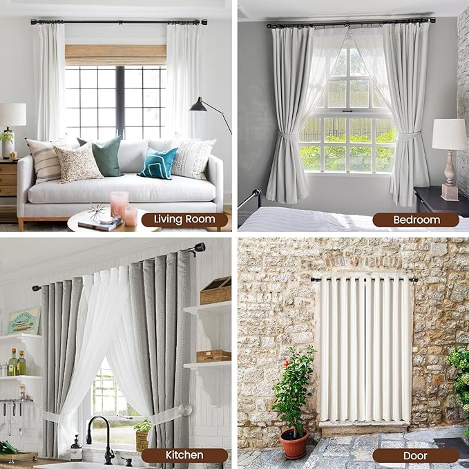 Matte Black Curtain Rod Itself is 30-144 inch 2 Pack, Fit 30 to 142, 66 to 120 - Image 7
