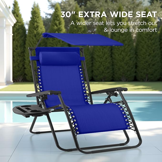 Best Choice Products 30” Wide Folding Zero Gravity Outdoor Recliner Patio - Image 3
