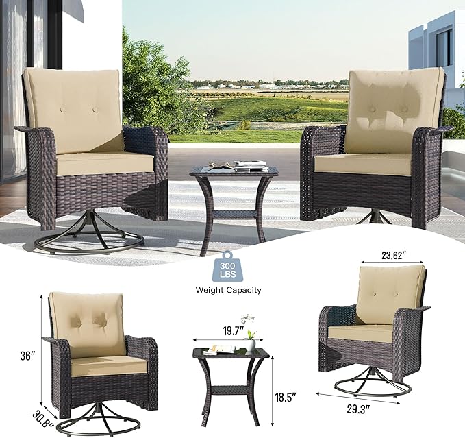 Kullavik 9 Pieces Outdoor Patio Furniture Set, PE Wicker Rattan Sectional Sofa - Image 9