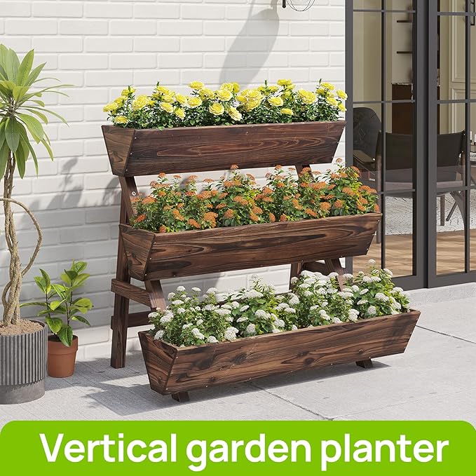 3-Tiers Wooden Raised Garden BedPlanter Box Gardening Outdoor Planter Box Patio - Image 6