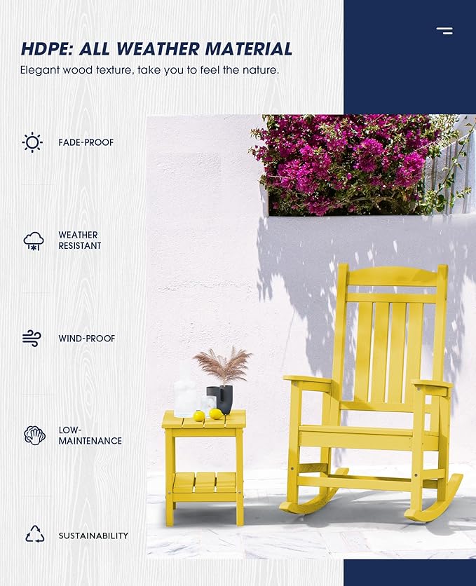 KINGYES HDPE Rocking Chairs Outdoor, Patio Rocking Chairs - Image 8