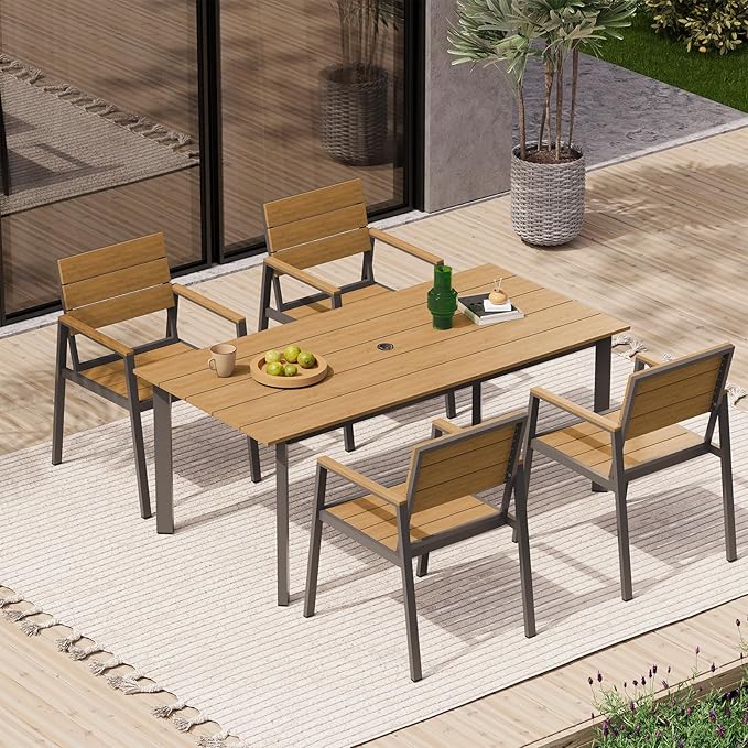 Outdoor Patio Dining Chairs Set of 2, 350LBS Capacity Aluminum Patio Dining - Image 2