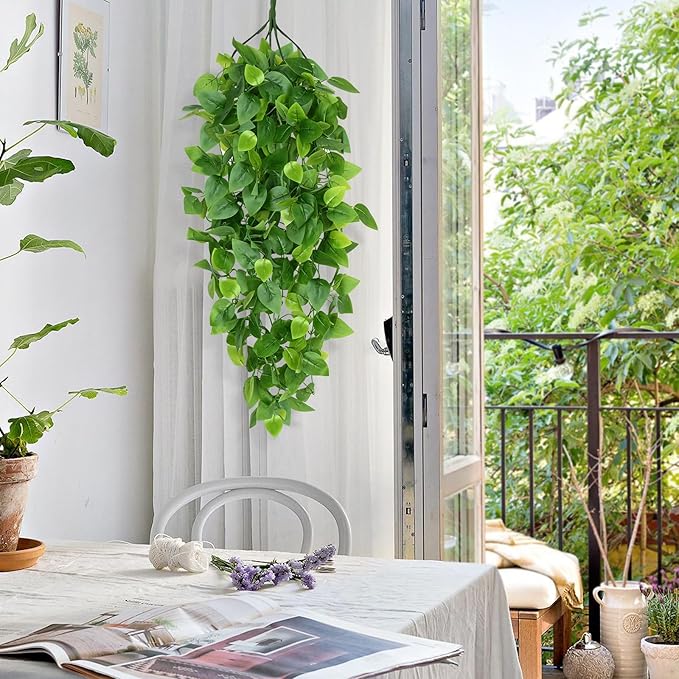 Waipfaru Fake Hanging Plants, Faux Ivy Pothos Vines Greenery - Image 2