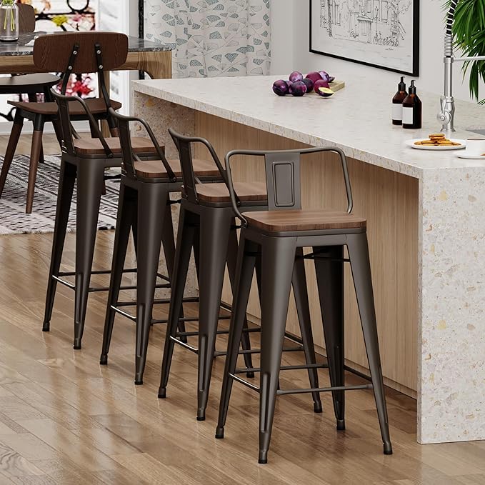 Yongchuang 26 inch Bar Stools Set of 4 Industrial Kitchen Counter Height - Image 5