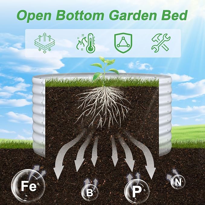 AHEONLAR 2 Pack 2x2x1.5ft Round Galvanized Raised Garden Bed Outdoor Metal - Image 6