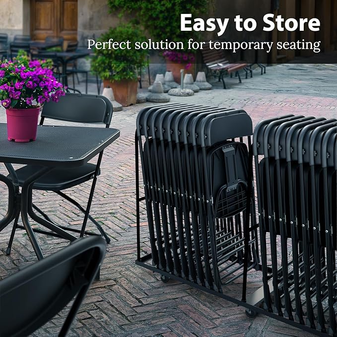 4 PACK White Foldable Plastic Chair | Folding & Stackable | 350 lbs Capacity - Image 6