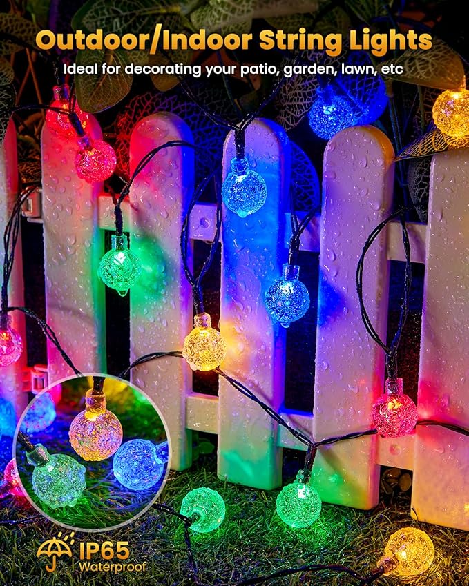 Brightown Solar String Lights Outdoor Waterproof, Solar Powered Globe Patio - Image 5