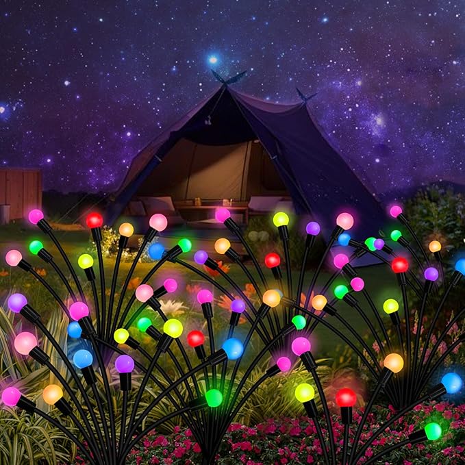 Kohlrabi Solar Garden Lights Outdoor, 6 Pack 60 LED Solar Firefly Lights - Image 6