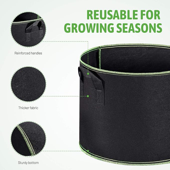 Delxo 20 Pack 5 Gallon Grow Bags Heavy Duty Aeration Fabric Pots Thickened - Image 3