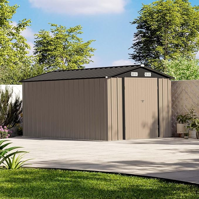 Patiowell 12 x 8 FT Outdoor Storage Shed, Steel Shed Storage House - Image 2