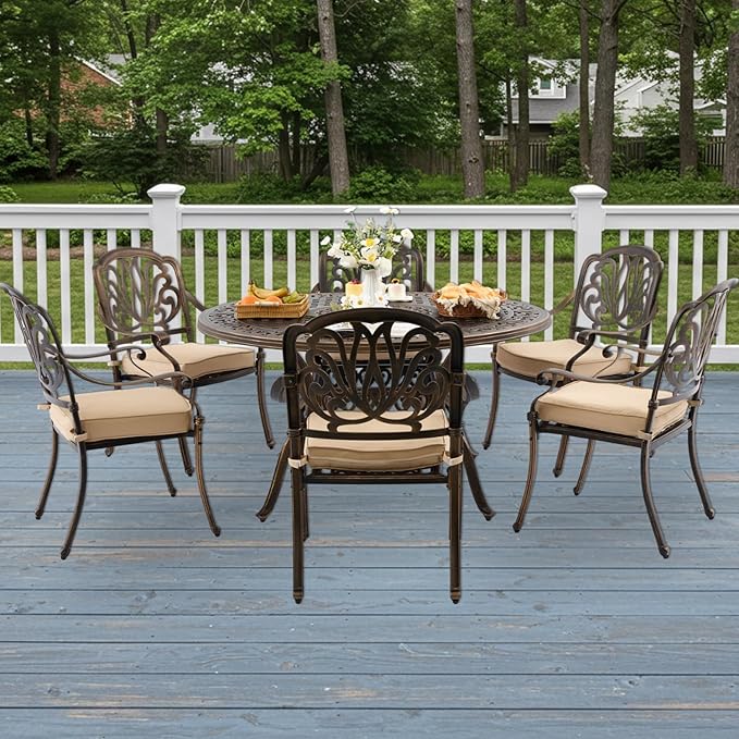 7-Piece Cast Aluminum Patio Furniture, Outdoor Dining Sets - Image 2