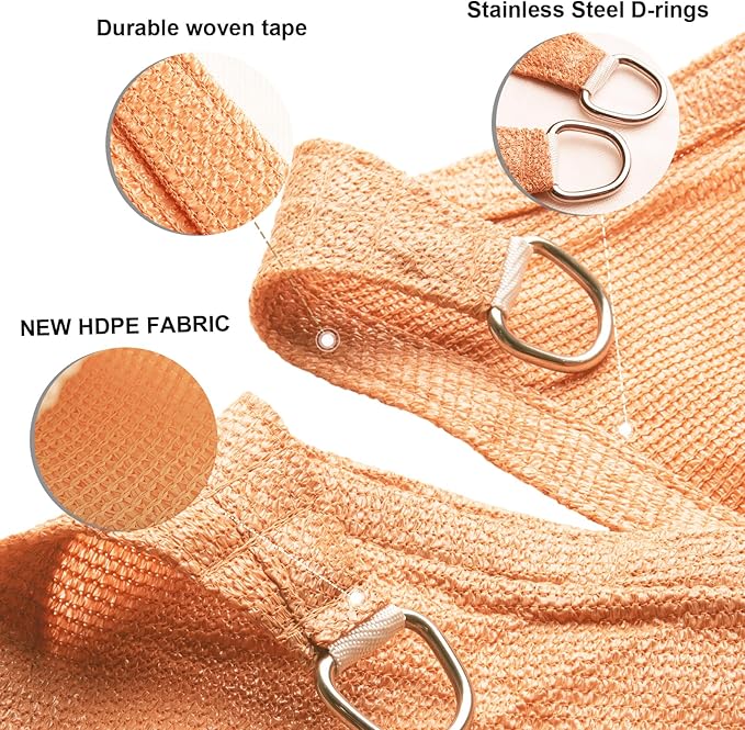 SUNLAX Sun Shade Sail 12' x 17' Peach Fuzz Rectangle Canopy Sail Shade Cover UV - Image 3