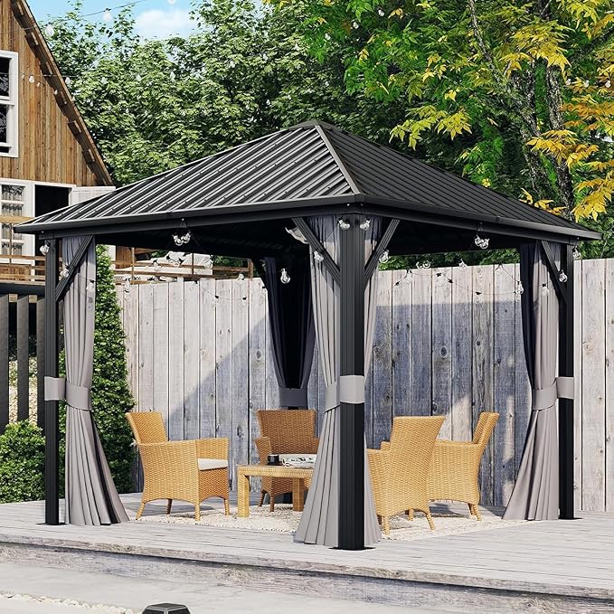 Aoxun Hardtop Gazebo 10x10, Aluminum Frame Canopy by Aoxun