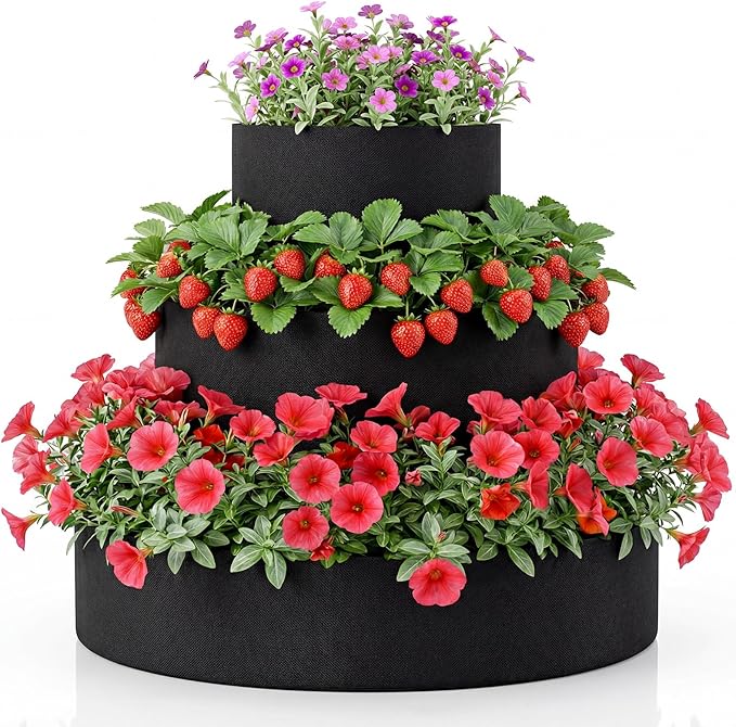 3 Tiered Strawberry Planter for Outdoor Plants, 23.6 Inch Heavy Duty Strawberry by Unknown