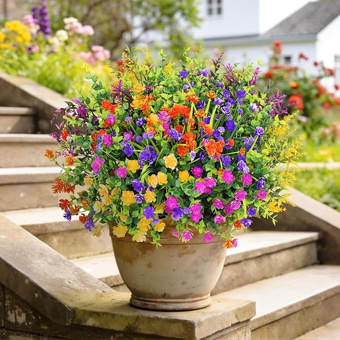 20 Bundles Artificial Flowers for Outdoors Fake Plastic Flowers UV Resistant - Image 4