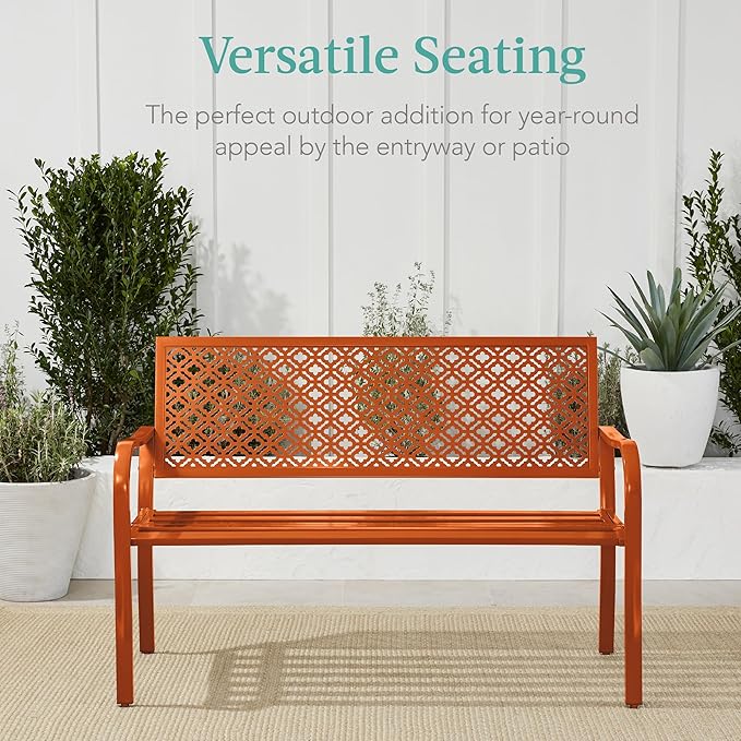 Best Choice Products Outdoor Bench 2-Person Metal Steel Benches Furniture - Image 6
