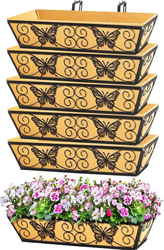 6 Pack 24 Inch Window Boxes Planters Railing Planter Box by KarlliuHOMEGARDEN