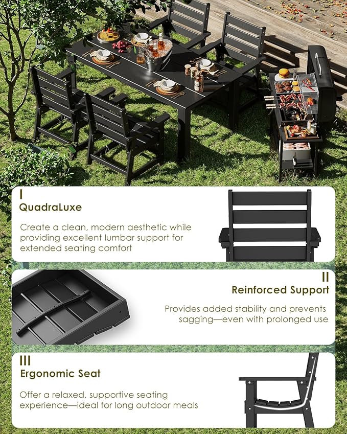 GREENVINES Outdoor Dining Chairs Set of 2 | HDPE | Patio Chair | All-Weather | - Image 5