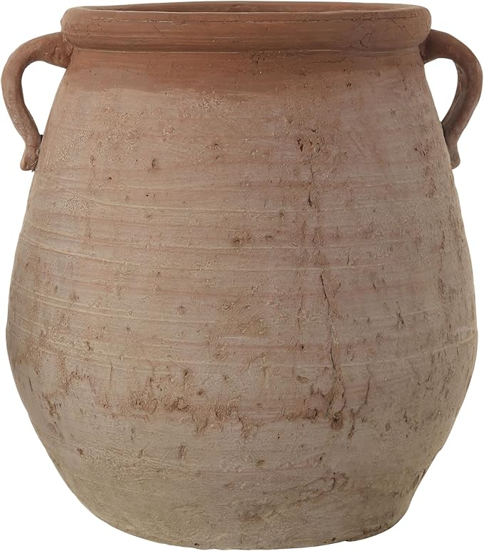 Creative Co-Op Large Orange & Whitewashed Terracotta Urn - Image 3