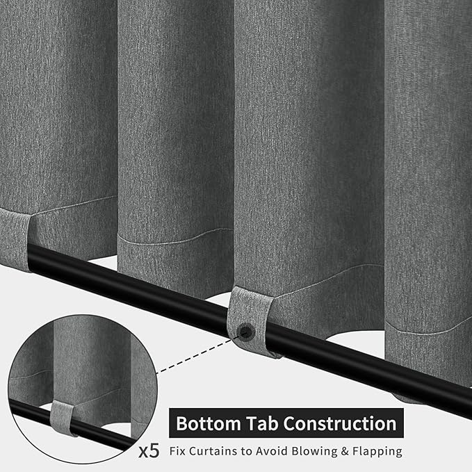 Easy-Going Linen Look Outdoor Curtains Waterproof Windproof Porch Curtains - Image 4