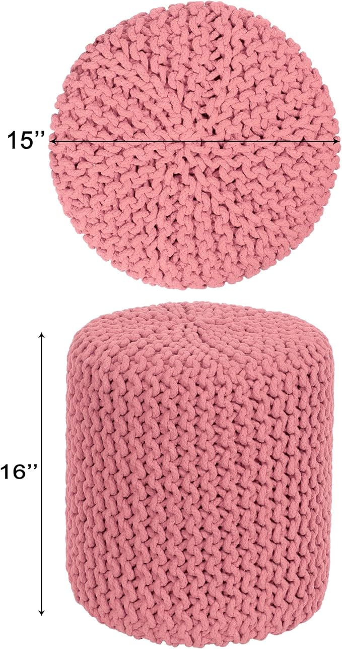 COTTON CRAFT Braided Round Pouf - Image 3