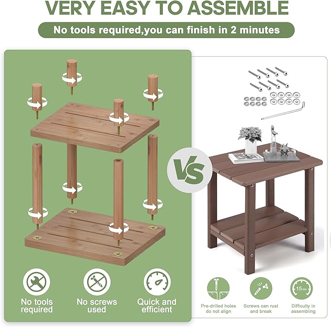 Outdoor Side Table, 2-Tier Small Outdoor Table - Image 4