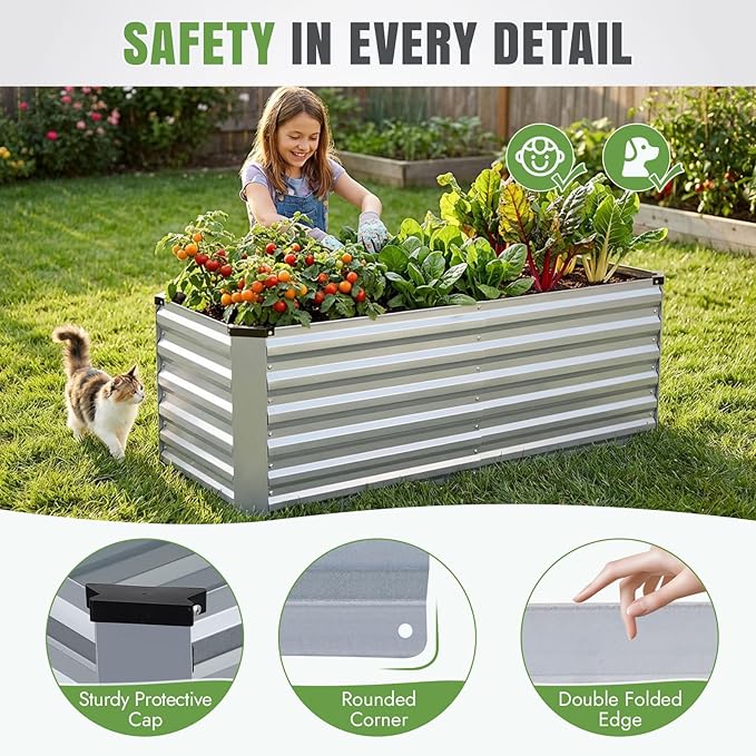 INNO STAGE 4x2x2ft Galvanized Raised Garden Bed, Raised Garden Bed Kit-Metal - Image 4