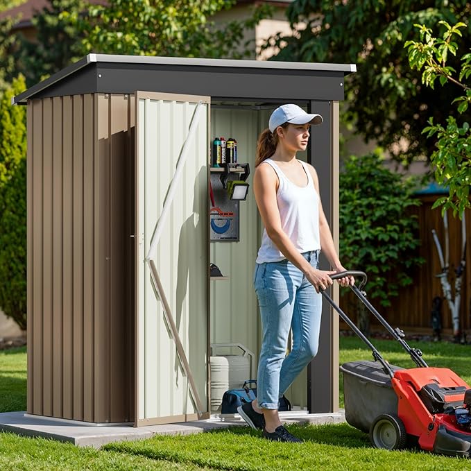 Devoko Outdoor Storage Shed 5 x 3 FT Lockable Metal Garden Shed Steel - Image 4