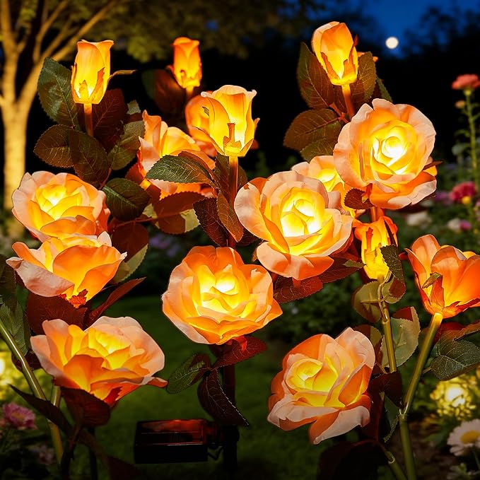 Brightown Outdoor Solar Flower Lights, 4 Pack Solar Garden Light by Brightown