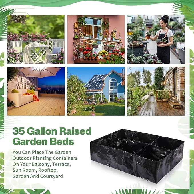 6 Pcs 35 Gallon Fabric Raised Garden Bed Breathable Planting Container Grow Bag - Image 4