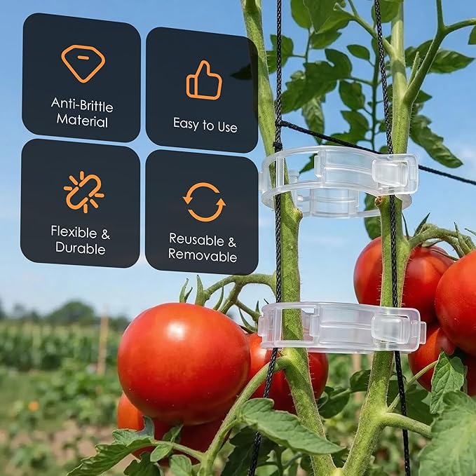 100pcs Tomato Clips for Climbing plants, Plastic Trellis Plant Support Clips - Image 8