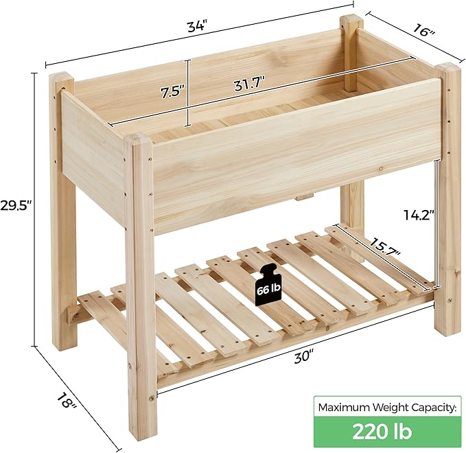 Yaheetech 34x18x30in Raised Garden Bed, Planter Box - Image 3