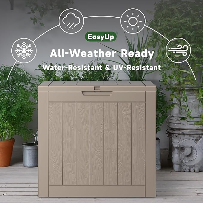 EasyUp 35 Gallon Resin Deck Box Waterproof, UV Resistant Outdoor Storage Box - Image 4