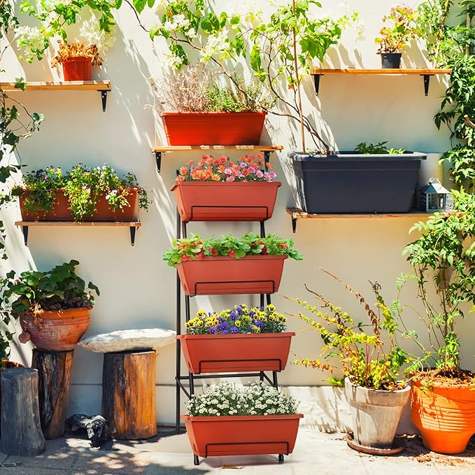 OYEAL Raised Garden Bed 4 Tier Vertical Garden Planter Indoor Outdoor Herb - Image 7