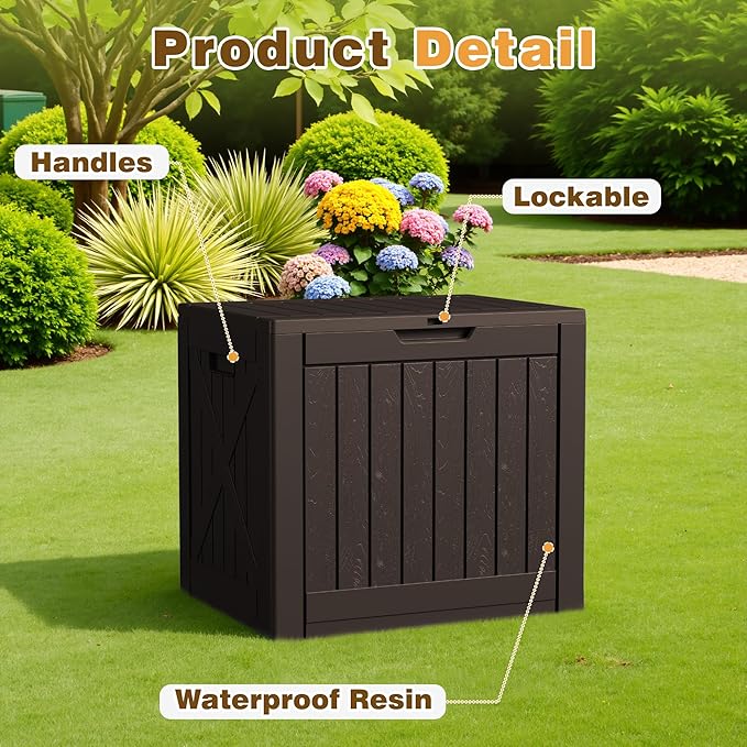 Flamaker Resin Deck Box 40 Gallon Waterproof Outdoor Indoor Storage Box - Image 4