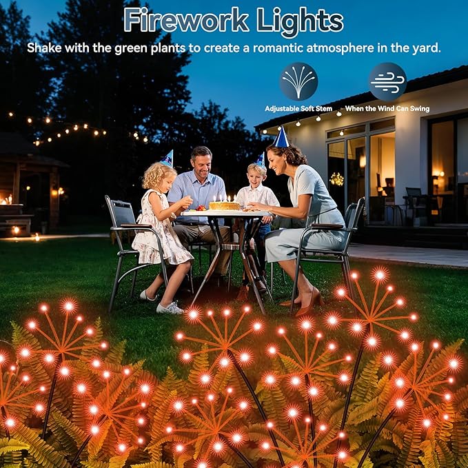 Solar Garden Lights 2 Pack Waterproof Swaying Starburst Light Solar Outdoor - Image 7