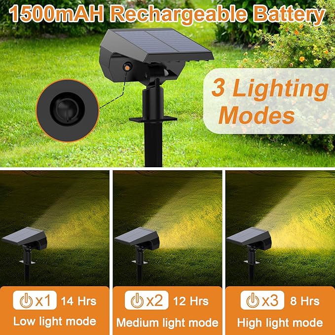 WELALO Solar Spot Lights Outdoor, Solar Landscape Spotlights, Solar Powered - Image 3