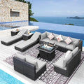 NICESOUL 13 Pcs Patio Set with Fire Pit Table, Modular 10-Seat Wicker Outdoor by NICESOUL