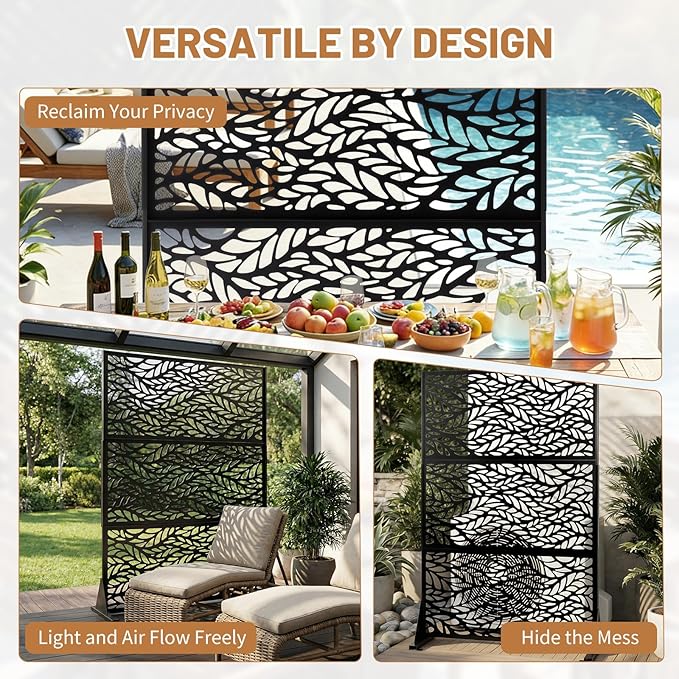 VINGLI Privacy Fence Panels, 72H’’ x 47W’’ Metal Privacy Screen Freestanding - Image 4