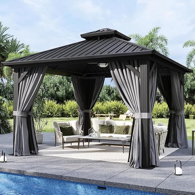 Aoxun 12'x12' Hardtop Gazebo, Aluminum Frame Canopy by Aoxun