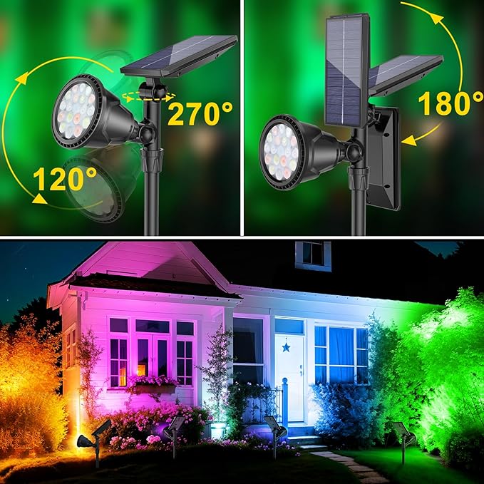 ROSHWEY Solar Spot Lights Outdoor, 7 Colors Halloween Christmas Outdoor Lights - Image 7