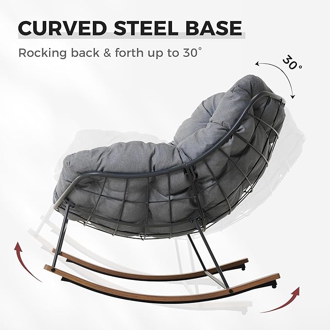 Grand patio Outdoor Rocking Chair, E-Coated Modern Cozy Lounge Rocker Chair - Image 4