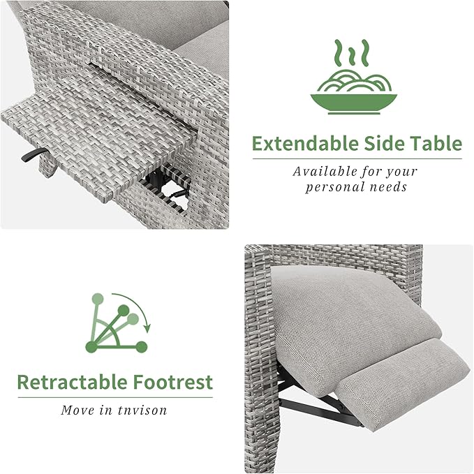IDEALHOUSE Wicker Outdoor Recliner Reclining Patio Chairs - Image 7