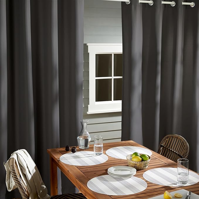 TOWN & COUNTRY BASICS Cabana Solid Heavyweight Indoor Outdoor Curtains - Image 4