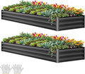 YITAHOME 12x4x1ft 2pcs Large Raised Garden Bed Kit, Galvanized Metal Planter Box by YITAHOME