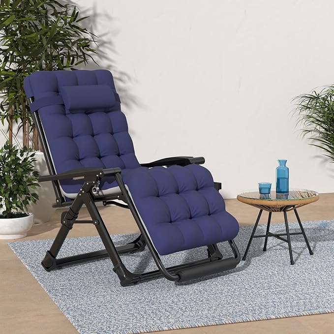 Suteck Oversized Zero Gravity Chair, 29In XL Lounge Chair w/Removable - Image 2